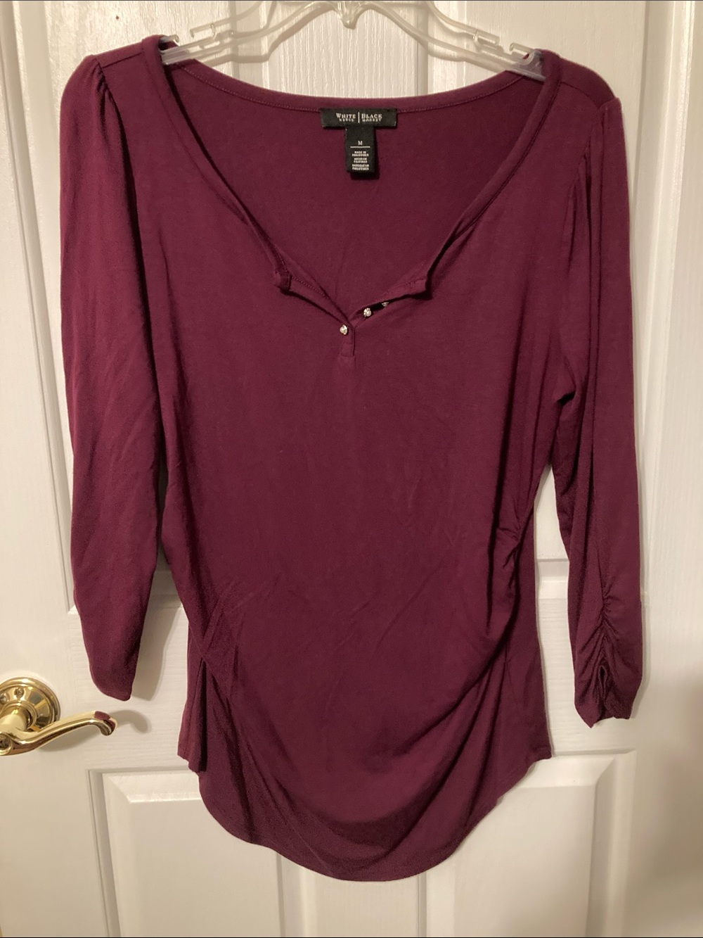 50% off in 3+ bundle, White House Black Market Eggplant 3/4 Sleeved Top